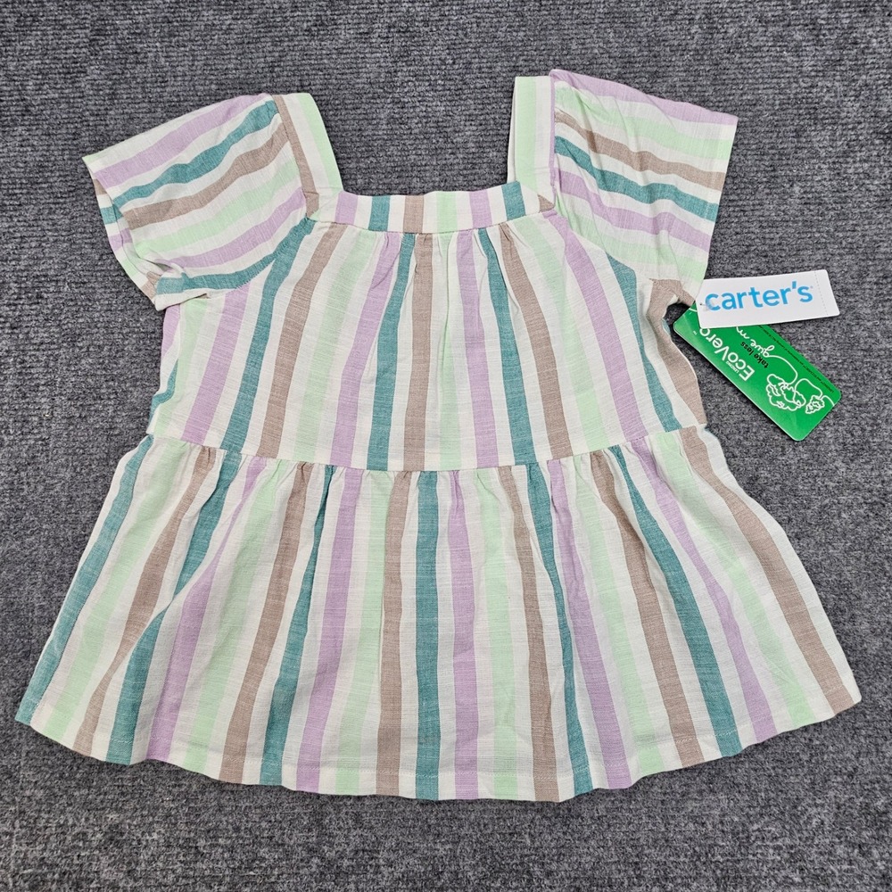 Carter's Peplum Top Girls 5T Striped Multicolor EcoVero Cotton Short Sleeve